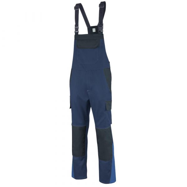 teamdress Ecorover Safety Latzhose mit Störlichtbogenklasse 1 und Chemikalienschutz in Marine Schwarz